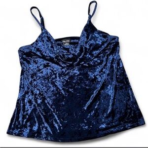 City Chic Plus Size 16 Navy Velvet Cowl Neck Top